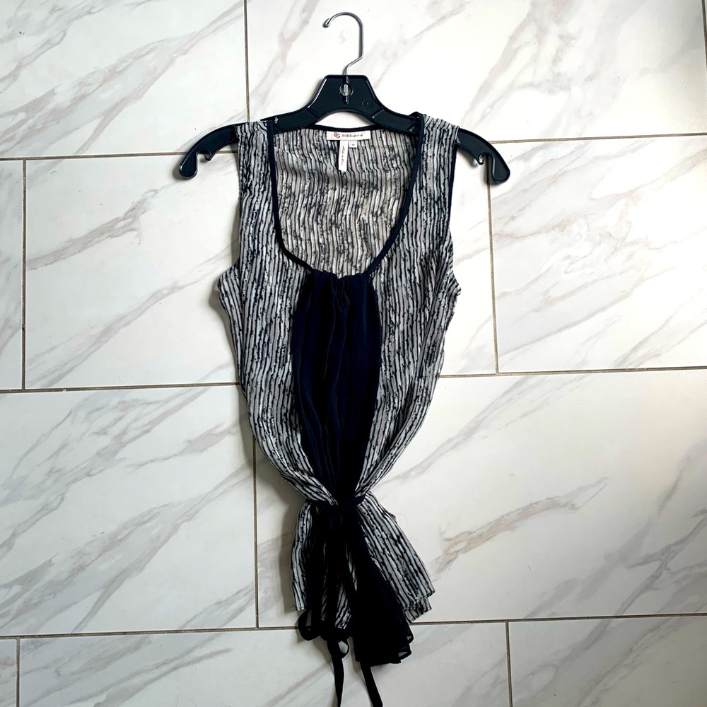 BCBG sheer top with waist bow